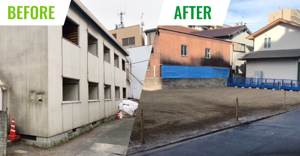140坪　岡山県岡山市北区津島アパート解体工事